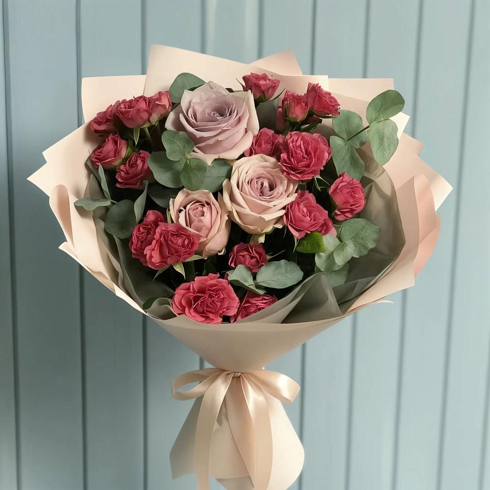 Букет цветов из: Гвоздики и Розы в Новорождественской