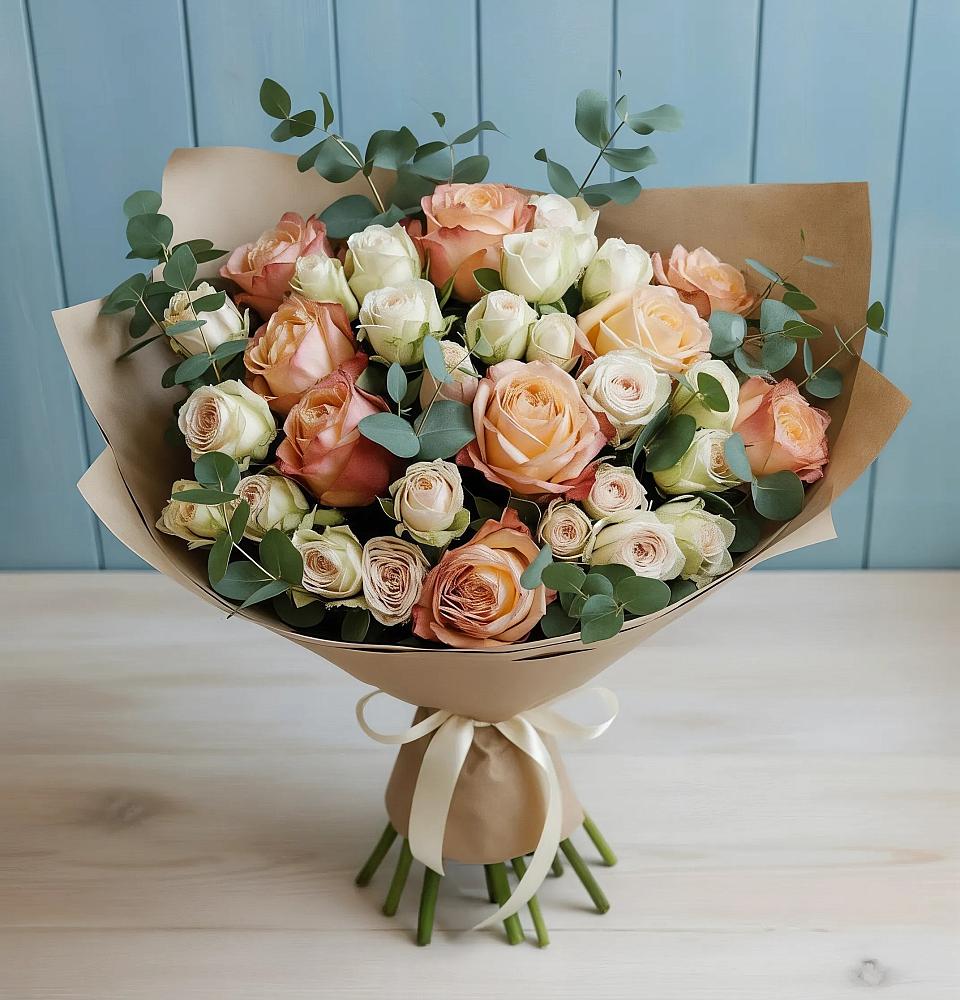 Букет цветов из: Альстромерии и Розы в Новорождественской