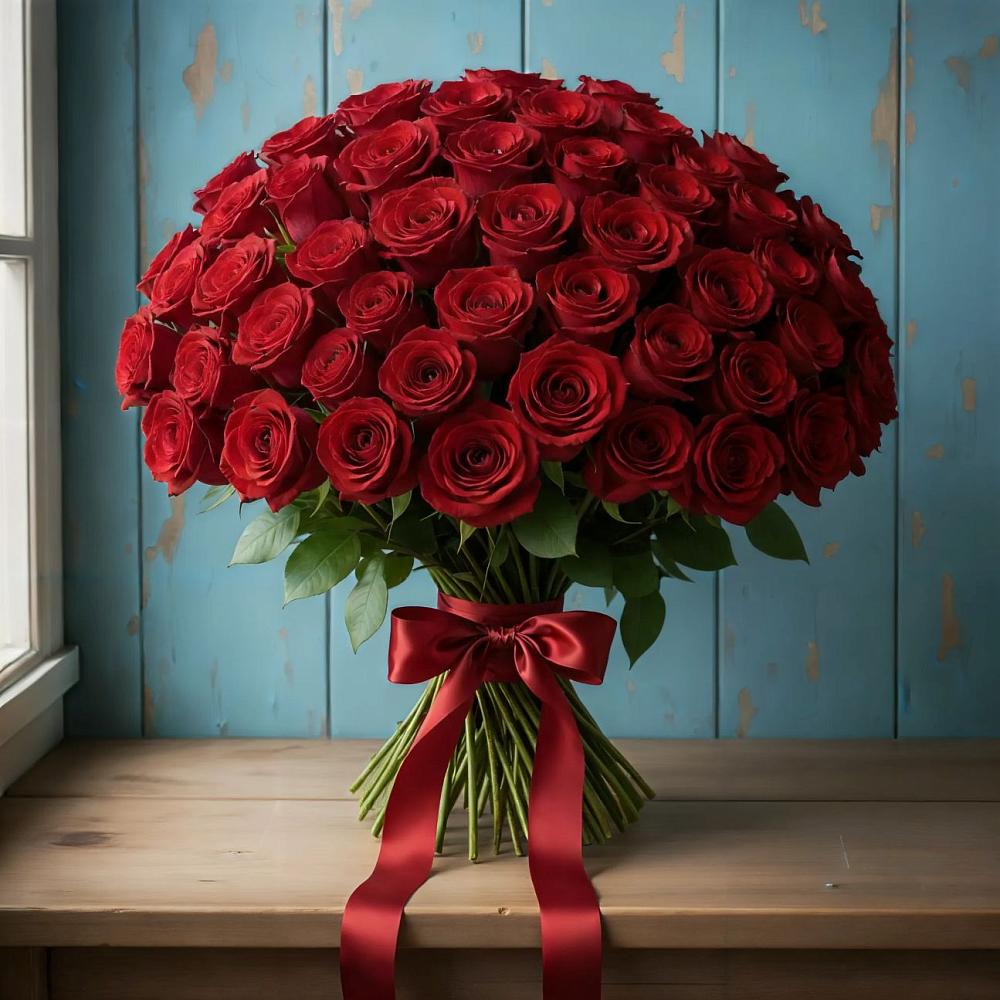 Букет Красные розы Блэк Меджик в Новорождественской