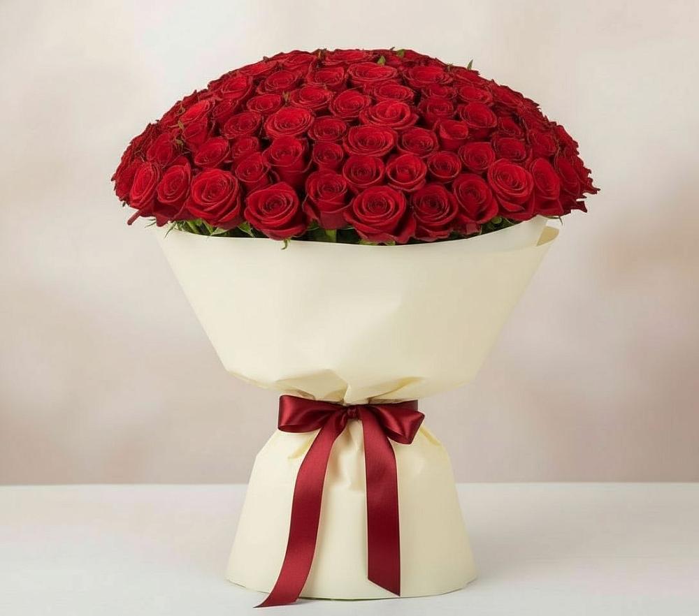 Букет 101 Красная роза Милано в Новорождественской