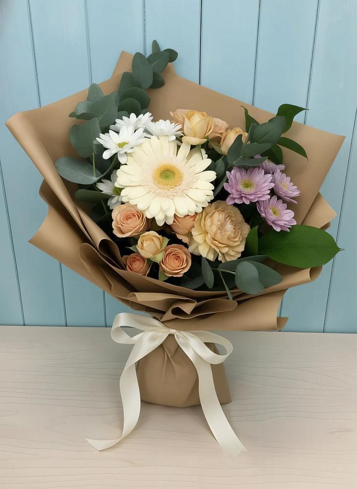 Букет цветов из: Герберы и Хризантемы в Новорождественской