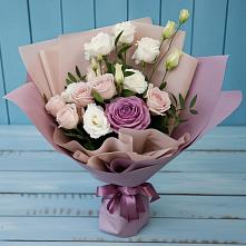 Букет цветов из:  Розы и Лизиантусы #REPLACE_PRED# Новорождественской
