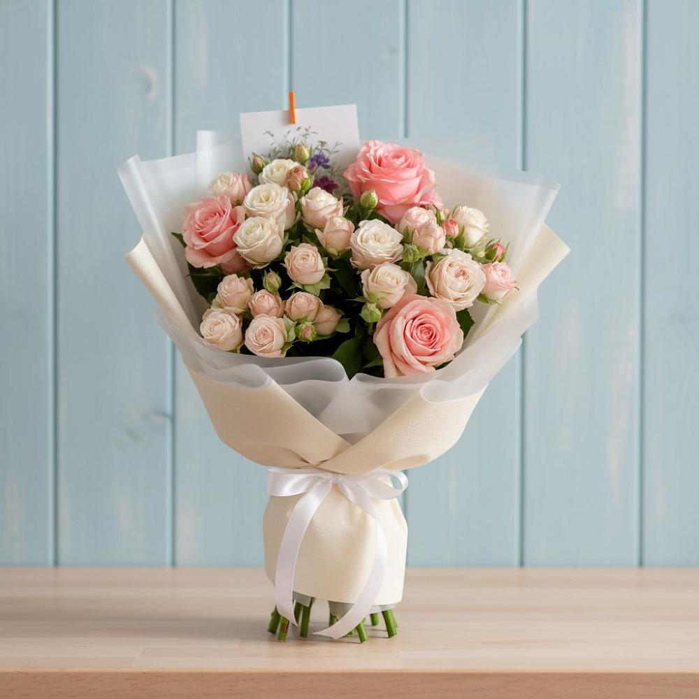 Букет цветов из: Розы в Новорождественской