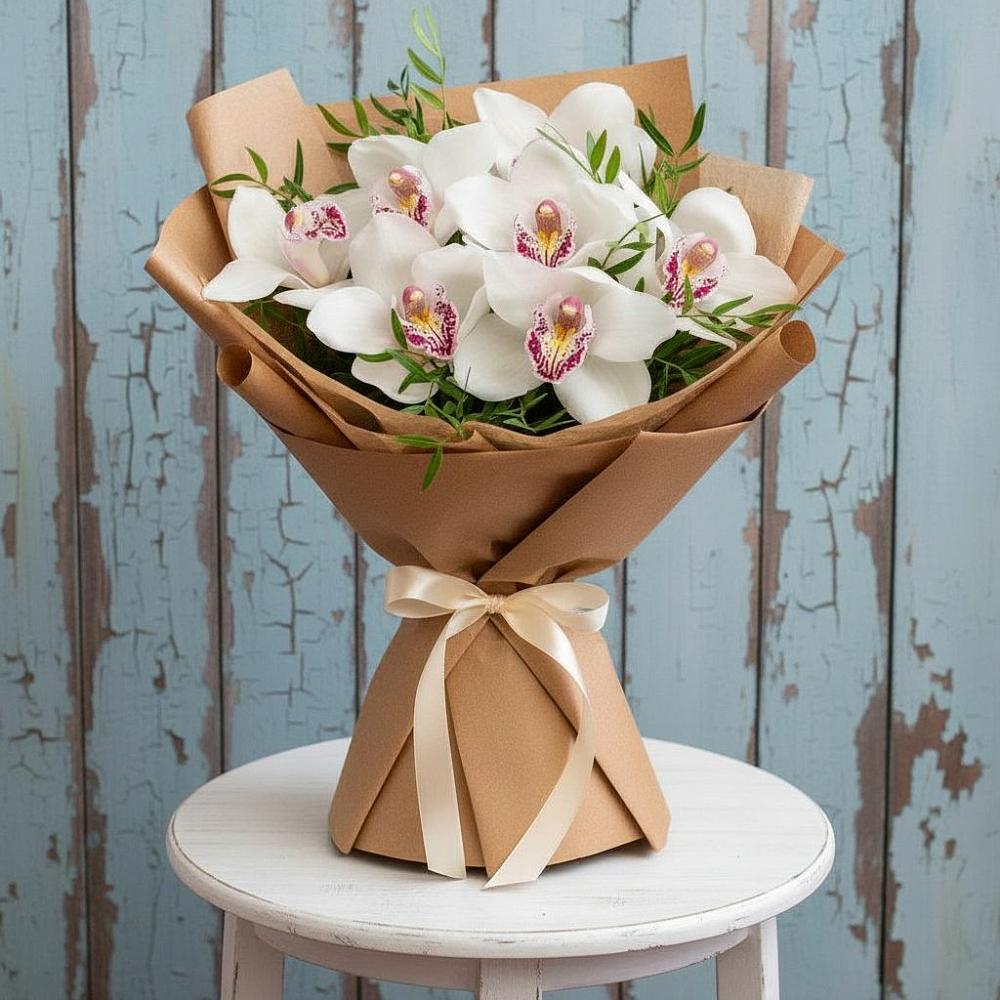 Букет цветов из: Орхидеи и Розы в Новорождественской