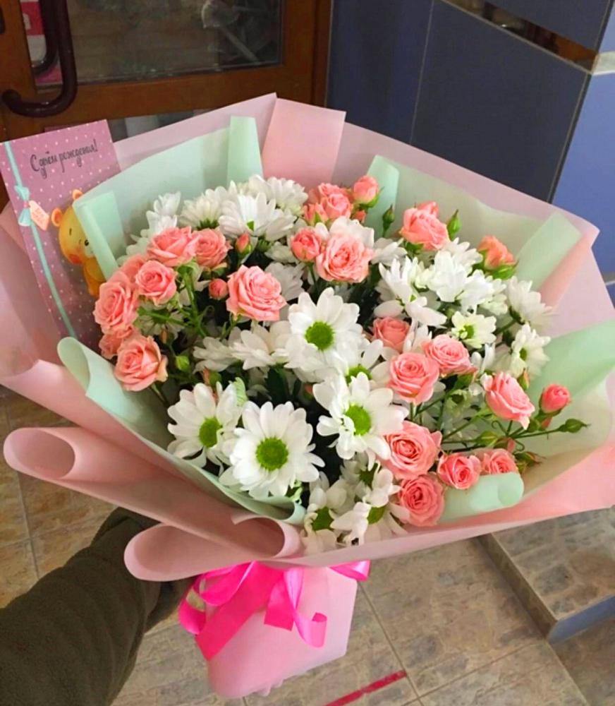 Букет цветов из: Розы и Хризантемы в Новорождественской