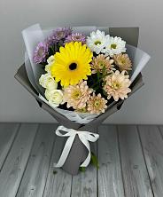 Букет цветов из:  Розы, Герберы и Хризантемы в Новорождественской