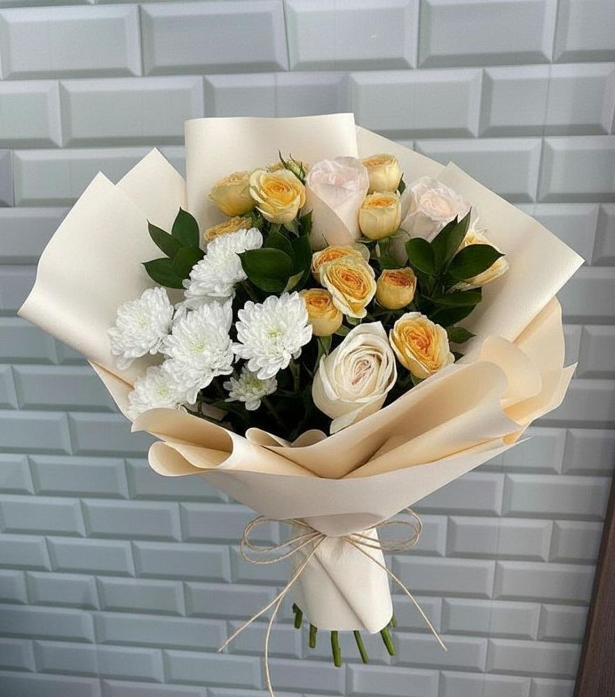 Букет цветов из: Розы и Хризантемы в Новорождественской