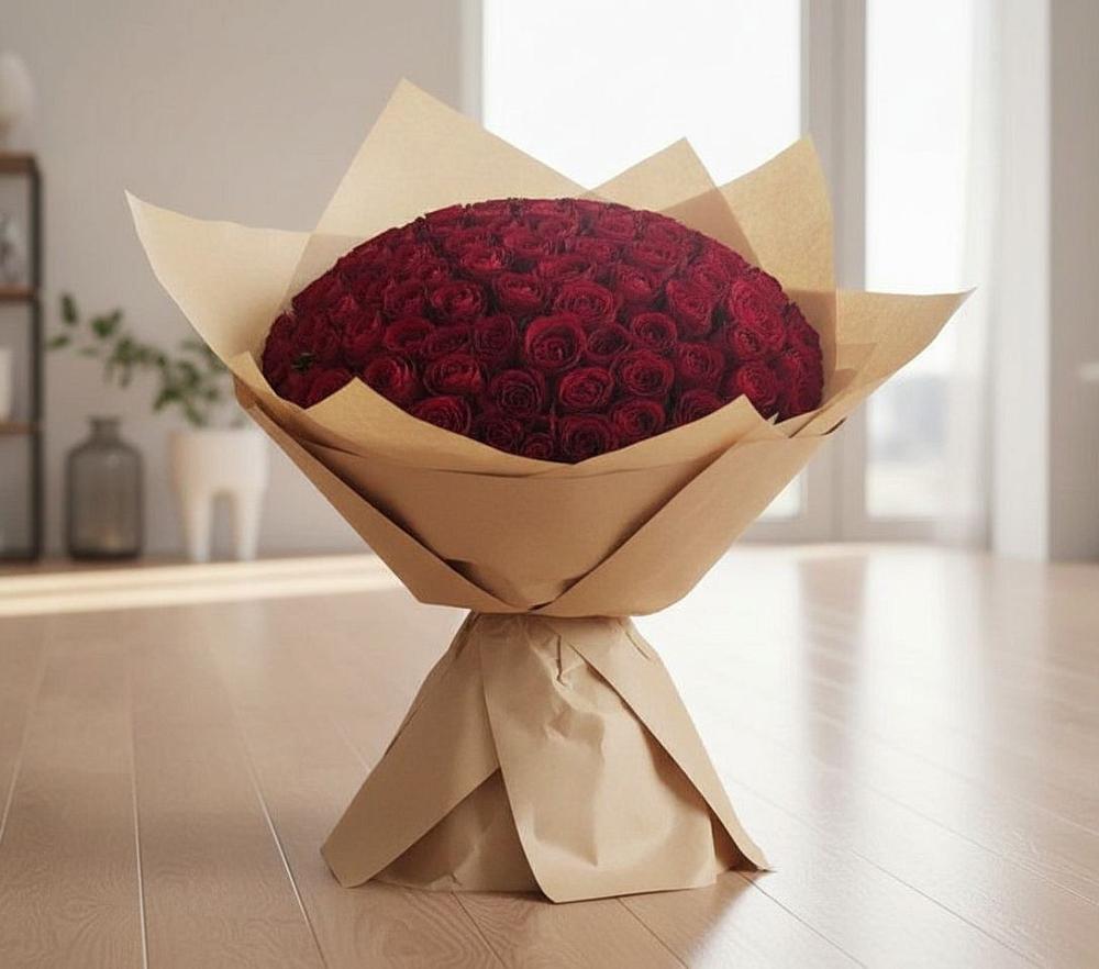 Букет 101 Красная роза в Новорождественской