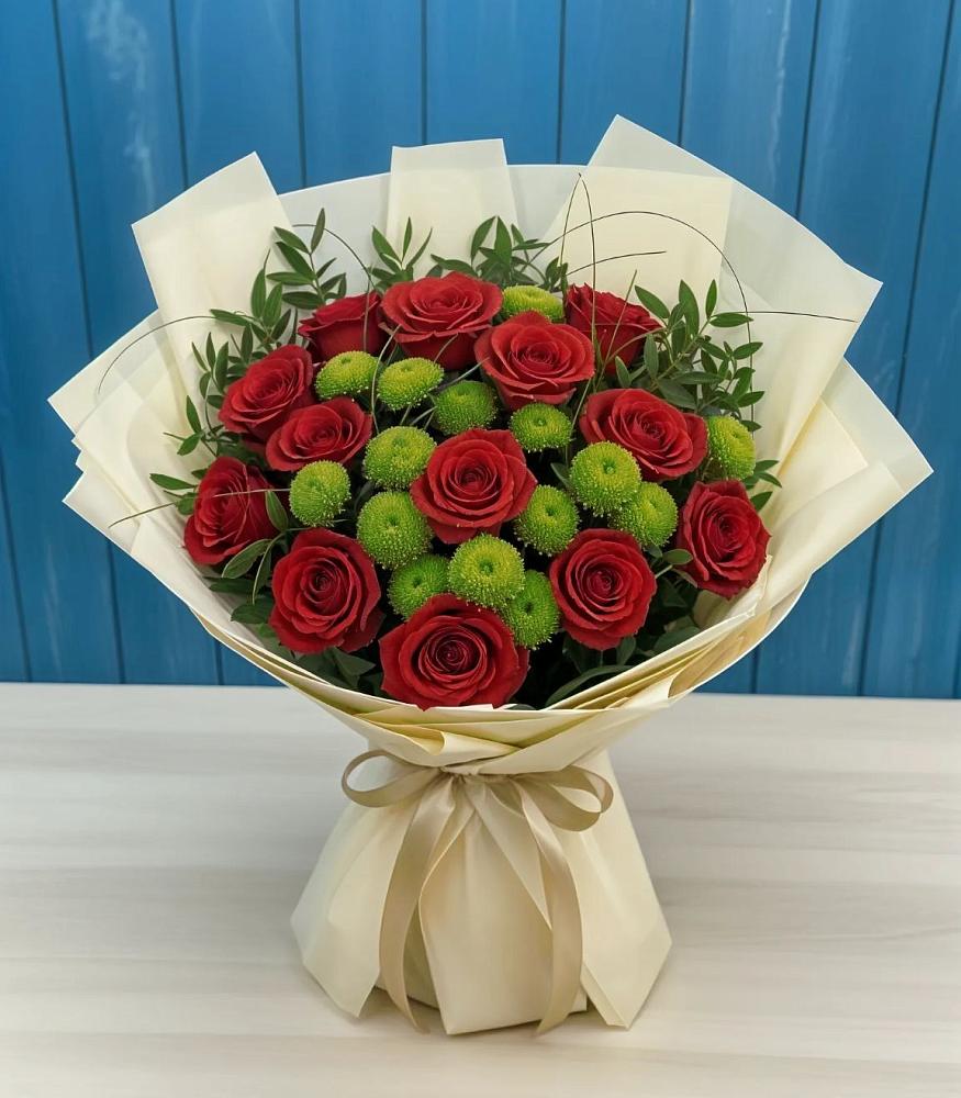 Букет цветов из: Розы и Хризантемы в Новорождественской